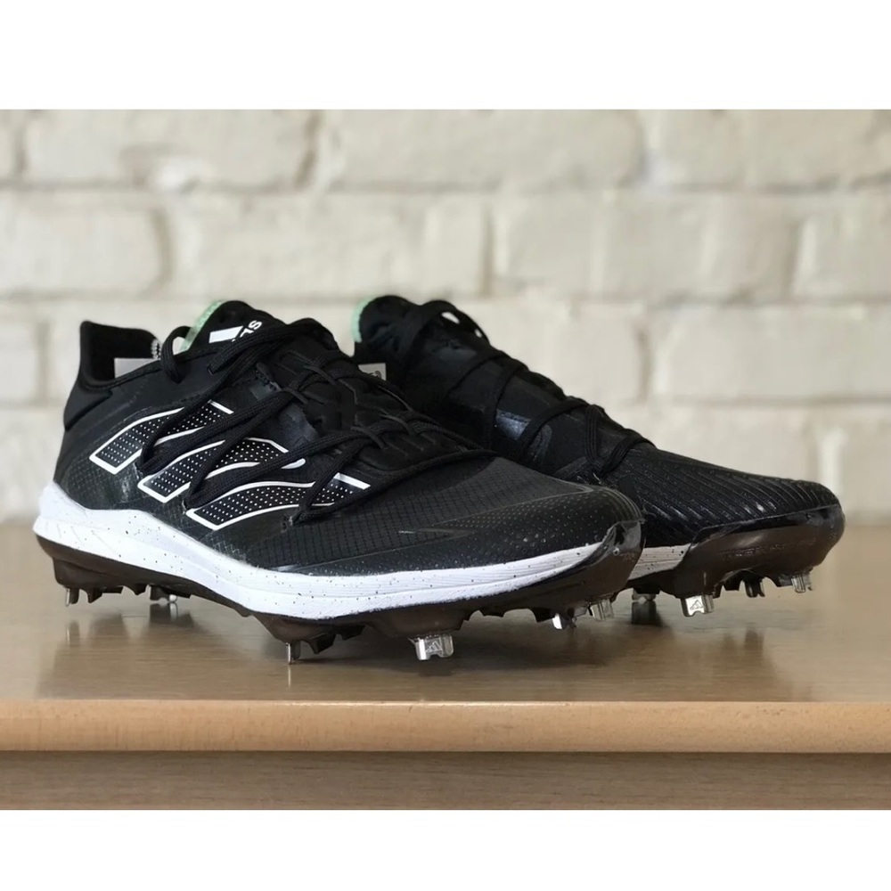 NEW Adidas Afterburner Black White Silver Metal Baseball Cleats FV8805 Mens - Picture 4 of 8